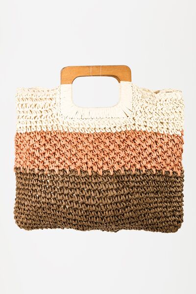 Coretta Color Block Double-Use Braided Tote Bag