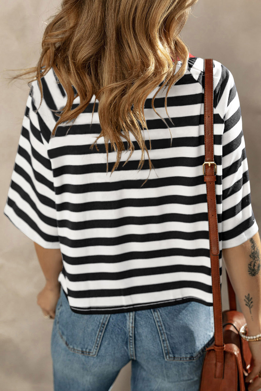 Micki Striped Round Neck Raglan Sleeve T-Shirt