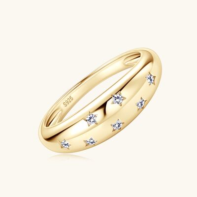 Sterling Silver Inlaid Moissanite Star Ring