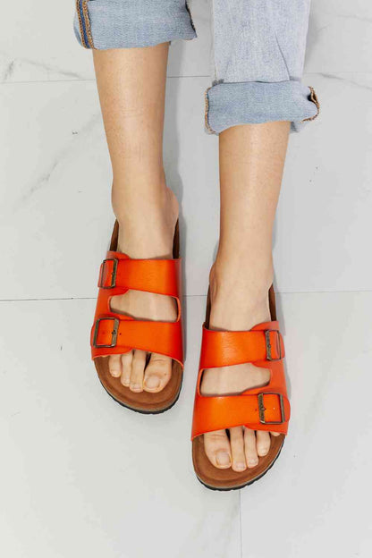 Double Banded Slide Sandals - Orange