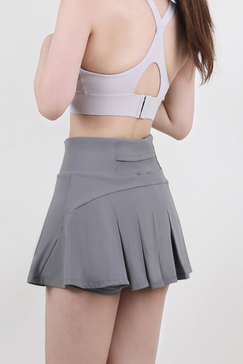 High Waist Pleated Active Skirt Skort