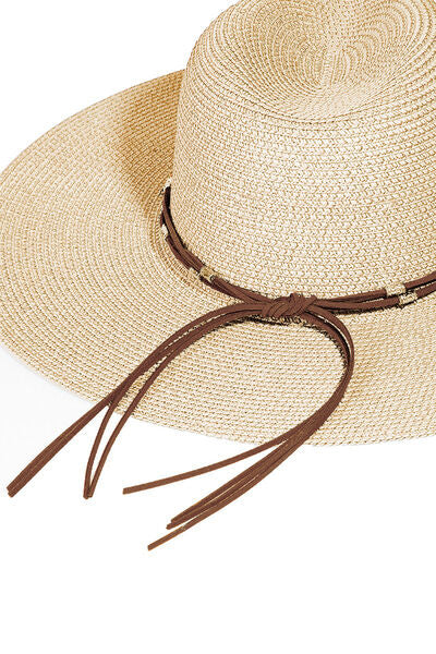 Olivia Rope Strap Wide Brim Weave Hat