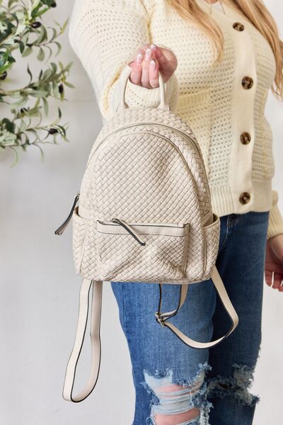 Bria PU Leather Woven Backpack