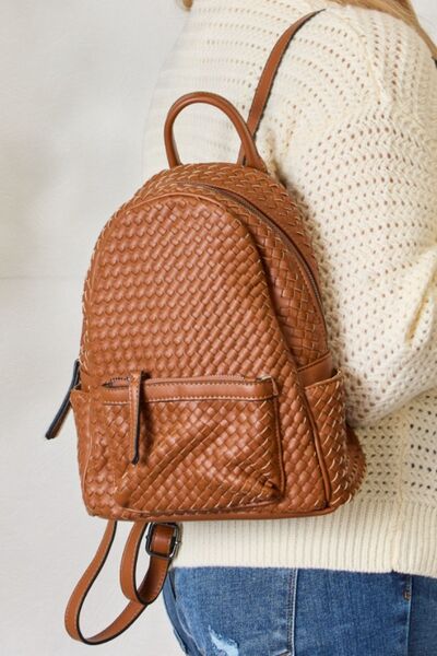 Bria PU Leather Woven Backpack