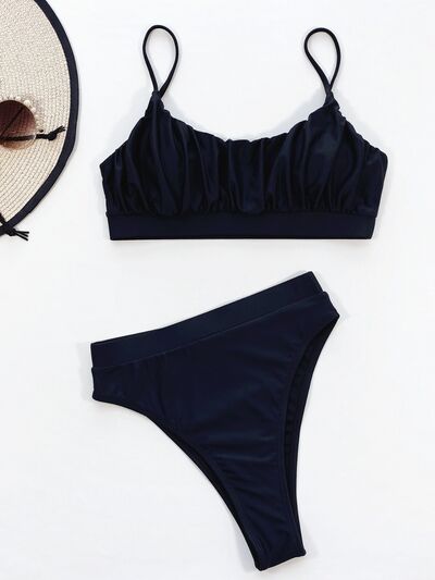 Elle Adjustable Strap Ruche Two-Piece Swim Set