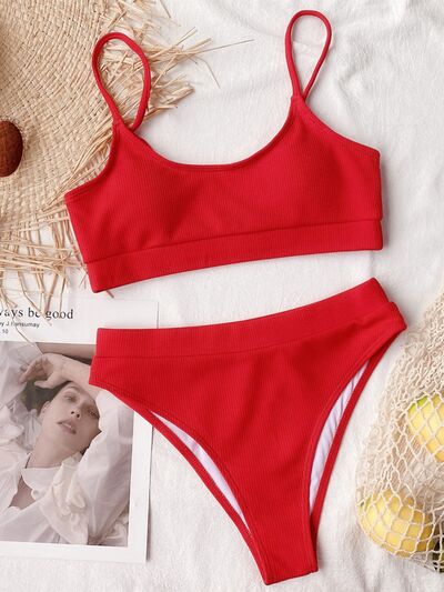 Alecsa Scoop Neck Spaghetti Strap Two-Piece Swim Set