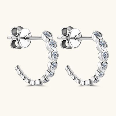 Inlaid Moissanite Sterling Silver C-Hoop Earrings