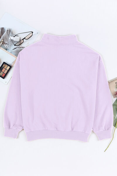 Cotton Quarter Zip Dropped Shoulder Sweatshirt