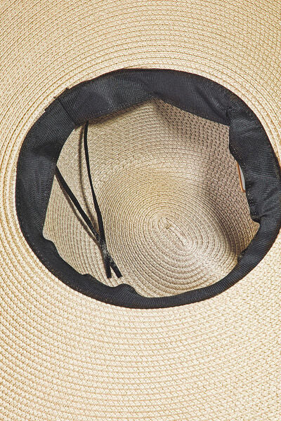 Olivia Rope Strap Wide Brim Weave Hat