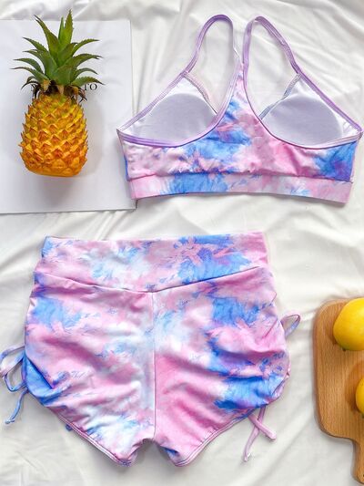 Kota Tie-Dye Spaghetti Strap Top and Drawstring Shorts Swim Set